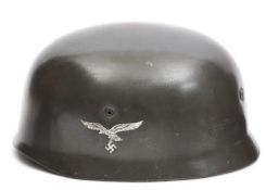 A good rare Third Reich early pattern single decal Luftwaffe Paratrooper?s helmet,with smooth olive