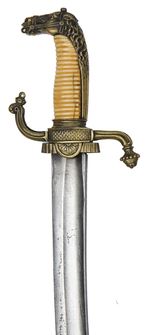 An unusual light cavalry band (?) officer?s sword, curved 1796 pattern blade 30?, marked Fs