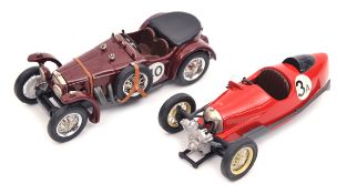 2 white metal record cars by Milestone Miniatures. A 1935 Frazer Nash CMH500 in deep maroon, RN40.