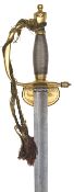 A 1796 pattern infantry officer?s sword, straight fullered blade 32?, etched with Royal Arms,