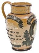 A Doulton jug to commemorate General Gordon, ?Hero of Heroes?, with medallion head and shoulders,