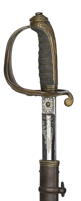 A Victorian 1845 pattern infantry officer?s sword, almost straight fullered blade 32½?, etched with