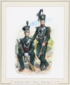 A Charles Stadden watercolour ?Sgts, The 60th Duke of Yorks Own Rifle Corps & The Rifle Brigade