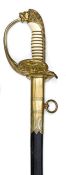 A Third Reich Naval officer?s sword, plain pipe back blade 29½?, by WKC, gilt brass hilt with lion?