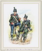 A Charles Stadden watercolour ?Riflemen The 60th (Royal American) Regiment and The 95th or Rifle
