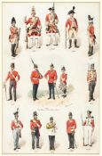 A Simkin watercolour ?The Buffs (East Kent Regiment)?,depicting 15 figures in full dress uniform,
