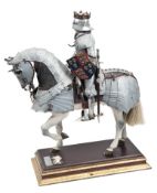 A large well made and detailed model of Richard III, in full armour, mounted on an armoured white