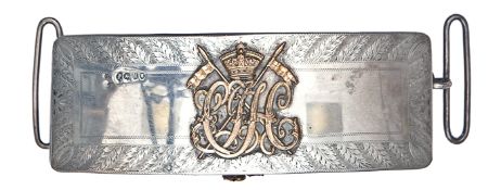 A Victorian Indian Army officer?s silver mounted pouch of the Calcutta Light Horse, maroon leather