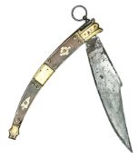A late 19th century Spanish folding knife navaja, of better than average quality, blade 8”,