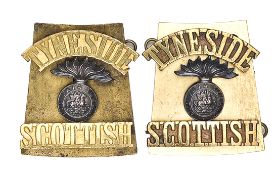 A pair of officers gilt and silver plated 3 part shoulder titles of the Tyneside Scottish, with