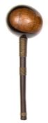 An exceptionally large and heavy two tone hardwood Zulu knobkerry (iwisa), possibly an executioner’s