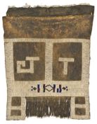 A large fine Transvaal Ndebele apron of soft animal skin, decorated with bands of small white