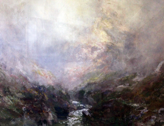John Falconer Slater. River landscape. Watercolour 52cm x 78cm. Signed
