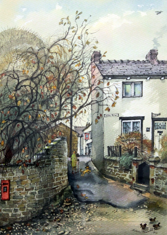 Albin Trowski. ‘New Row’ village scene. Watercolour signed 41 x 29cm