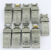 NINE ROLEX FLIP LOCK CLASPS Six clasps are numbered 93150, two are numbered 93153-18 and are for