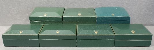 SEVEN RARE ROLEX OYSTER ``COFFIN`` WRIST WATCH BOXES CIRCA 1960/70s, WITH NO WATCH HOLDERS, NUMBERS