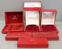 SEVEN ASSORTED OMEGA WRIST WATCH BOXES CIRCA 1960/70s No outer boxes, all have their watch holders.