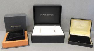 21 ASSORTED WRIST WATCH BOXES CIRCA 1990/2000s, PORSCHE DESIGN & BAUME MERCIER Some with and some