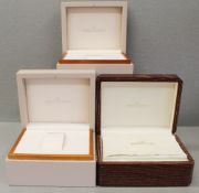 THREE JAEGER LECOULTRE WRIST WATCH BOXES CIRCA 2000s Two with outer boxes, vinyl covered and wooden