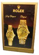 A RARE ILLUMINATED ROLEX DATEJUST SHOP DISPLAY SIGN Dimensions are approximately 18.5/13 inches.