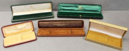 FIVE WRIST WATCH BOXES CIRCA 1940/50/60s INCLUDING IWC AND BREGUET  No outer boxes, they all have