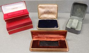NINE ASSORTED OMEGA WRIST WATCH BOXES CIRCA 1950/60/70s No outer boxes, eight boxes have their
