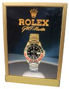 A RARE ILLUMINATED ROLEX GMT MASTER SHOP DISPLAY SIGN Dimensions are approximately 18.5/13 inches.