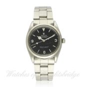 A GENTLEMAN`S STAINLESS STEEL ROLEX OYSTER PERPETUAL EXPLORER BRACELET WATCH CIRCA 1958, REF. 5500