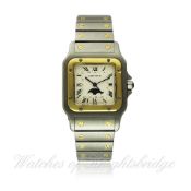 A RARE GENTLEMAN`S STEEL & GOLD CARTIER SANTOS GALBEE MOONPHASE CALENDAR BRACELET WATCH CIRCA 1990s,