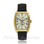 A GENTLEMAN`S 18K SOLID GOLD FRANCK MULLER MASTER BANKER HAVANA WRISTWATCH CIRCA 2002, REF. 2852