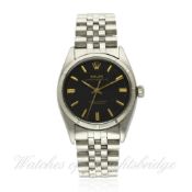 A GENTLEMAN`S STAINLESS STEEL ROLEX OYSTER PERPETUAL BRACELET WATCH CIRCA 1954, REF. 6581 D: Black