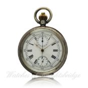 A GENTLEMAN`S SOLID SILVER OPEN FACE OMEGA CHRONOGRAPH POCKET WATCH CIRCA 1910 D: Enamel dial with