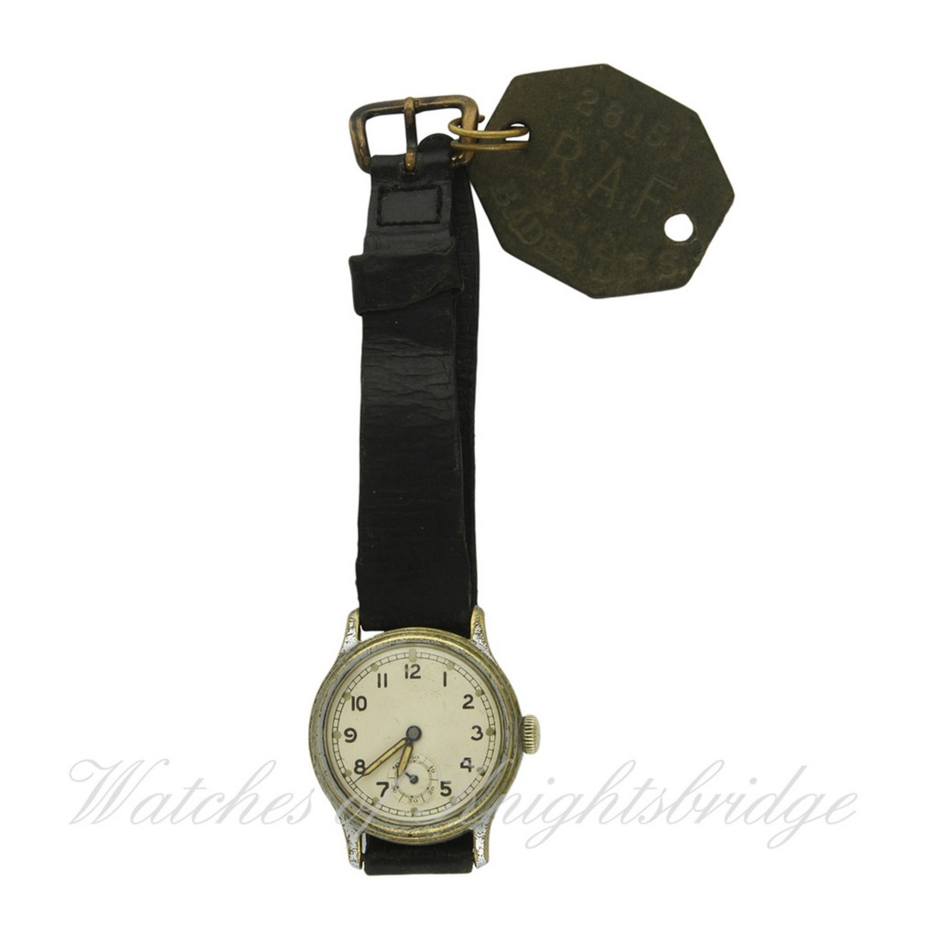 SIR DOUGLAS BADER`S SERVICE ISSUE MILITARY ATP TIMOR WRISTWATCH AND ROYAL AIR FORCE DOG TAG CIRCA