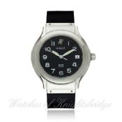 A GENTLEMAN`S STAINLESS STEEL HUBLOT MDM GENEVE WRISTWATCH CIRCA 1990s, REF. 1710.1 D: Black dial