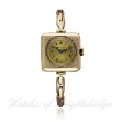 A LADIES 9CT SOLID GOLD ROLEX BRACELET WATCH CIRCA 1920s D: Champagne colour dial with applied