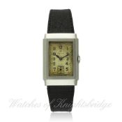 A GENTLEMAN`S STAINLESS STEEL OMEGA RECTANGULAR WRISTWATCH CIRCA 1930s REF. 9034607 D: Silver dial