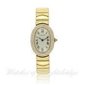 A FINE LADIES 18K SOLID GOLD & DIAMOND CARTIER BAIGNOIRE BRACELET WATCH CIRCA 2000, REF. 8057910