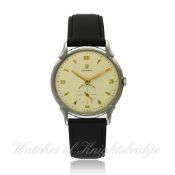 A GENTLEMAN`S STAINLESS STEEL ROLEX WRISTWATCH CIRCA 1950s, REF. 4498 D: Silver dial with