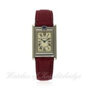 A MID SIZE STAINLESS STEEL CARTIER BASCULANTE WRISTWATCH CIRCA 2005, REF. 2405 D: Silver dial with