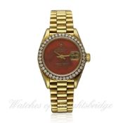 A FINE LADIES 18K SOLID GOLD ROLEX OYSTER PERPETUAL DATEJUST PRESIDENT BRACELET WATCH DATED 1983,