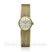 A LADIES 9CT SOLID GOLD OMEGA AUTOMATIC BRACELET WATCH DATED 1979, REF. 7625881 WITH BOX & PAPERS D: