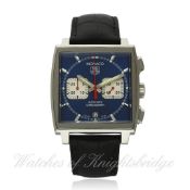 A GENTLEMAN`S STAINLESS STEEL TAG HEUER "STEVE MCQUEEN" MONACO AUTOMATIC CHRONOGRAPH WRISTWATCH