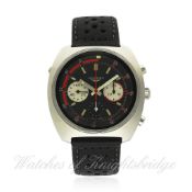 A RARE GENTLEMAN`S STAINLESS STEEL LONGINES DIVERS CHRONOGRAPH WRISTWATCH CIRCA 1970s D: Black,