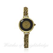 A FINE LADIES 18K SOLID GOLD & ONYX CHOPARD `HAPPY DIAMONDS` BRACELET WATCH CIRCA 1980s, REF. G 3856