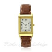 A GENTLEMAN`S 18K SOLID GOLD JAEGER LECOULTRE REVERSO WRISTWATCH CIRCA 1990s, REF. 250.1.86 D: Two