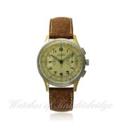 A GENTLEMAN`S BREITLING PREMIER CHRONOGRAPH WRISTWATCH CIRCA 1940s, REF. 760 D: Silver dial with