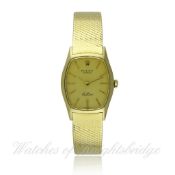 A LADIES 18K SOLID GOLD ROLEX CELLINI BRACELET WATCH CIRCA 1980s, REF. 3803 D: Champagne dial with