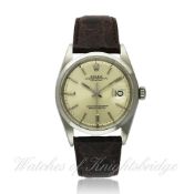 A GENTLEMAN`S STAINLESS STEEL ROLEX OYSTER PERPETUAL DATEJUST WRISTWATCH CIRCA 1971, REF. 1600 D: