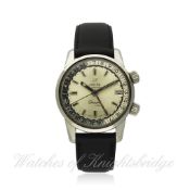 A RARE GENTLEMAN`S STAINLESS STEEL ENICAR SHERPA JET GMT DIVERS WRISTWATCH CIRCA 1968, REF. 2342