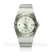 A GENTLEMAN`S STAINLESS STEEL OMEGA CONSTELLATION `DOUBLE EAGLE` PERPETUAL CALENDAR WRISTWATCH CIRCA